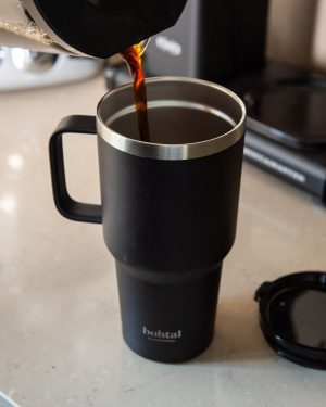 Термостакан (ізольована чашка) Bohtal з ручкою з нержавіючої сталі Tumbler Black 900 ml - Зображення 3