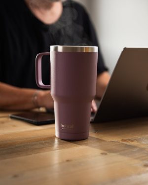 Термостакан (ізольована чашка) Bohtal з ручкою з нержавіючої сталі Tumbler Plum 900 ml - Зображення 4