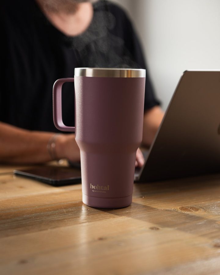 Термостакан (ізольована чашка) Bohtal з ручкою з нержавіючої сталі Tumbler Plum 900 ml - Зображення 4