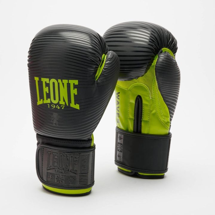 Боксерські рукавиці Leone GN313 WAVES Black 12 унцій (капу в комплекті) - Зображення 2
