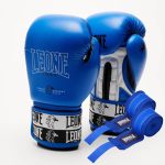 Боксерські рукавиці Leone GN208 ICONIC Blue 14 унцій (бинти 4 м. в комплекті)