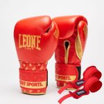 Боксерські рукавиці Leone GN220 DNA Red 12 унцій (бинти 4 м. в комплекті)