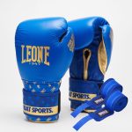 Боксерські рукавиці Leone GN220 DNA Blue 14 унцій (бинти 4 м. в комплекті)