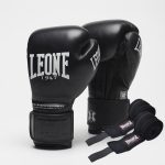 Боксерські рукавиці Leone GN111 THE GREATEST Black 14 унцій (бинти 4 м. в комплекті)