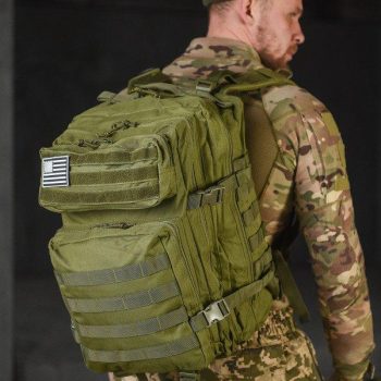 Тактичний рюкзак U.S.Army 45 літрів, матеріал Oxford 900D, система MOLLE Оливковий