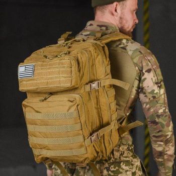 Тактичний рюкзак U.S.Army 45 літрів, матеріал Oxford 900D, система MOLLE Койот