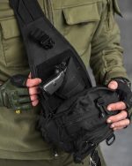 Тактична сумка через плече чоловіча — сумка слінг Single Sword Cordura 1000D чорний - Зображення 2