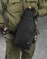 Тактична сумка через плече чоловіча — сумка слінг Single Sword Cordura 1000D чорний - Зображення 4