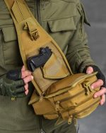 Тактична сумка через плече чоловіча — сумка слінг Single Sword Cordura 1000D Койот - Зображення 5