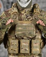 Плитоноска з напашником із системою швидкого скидання (4 точки) матеріал Cordura 1000D™, система MOLLE, колір Мультикам - Зображення 4
