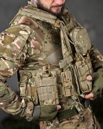 Плитоноска із системою швидкого скидання (4 точки) Single Sword матеріал Cordura 1000D™, система MOLLE, колір Піксель - Зображення 5