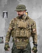 Тактична плитоноска з напашником із системою швидкого скидання (4 точки) матеріал Cordura 1000D™, система MOLLE, колір Мультикам - Зображення 2