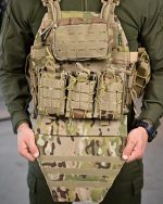 Плитоноска з напашником із системою швидкого скидання 7.62 (4 точки) 25х30, матеріал Cordura 1000D, система MOLLE, колір Мультикам - Зображення 4