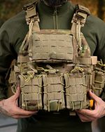 Плитоноска із системою швидкого скидання 7.62 (4 точки) 25х30, матеріал Cordura 1000D, система MOLLE, колір Мультикам - Зображення 5