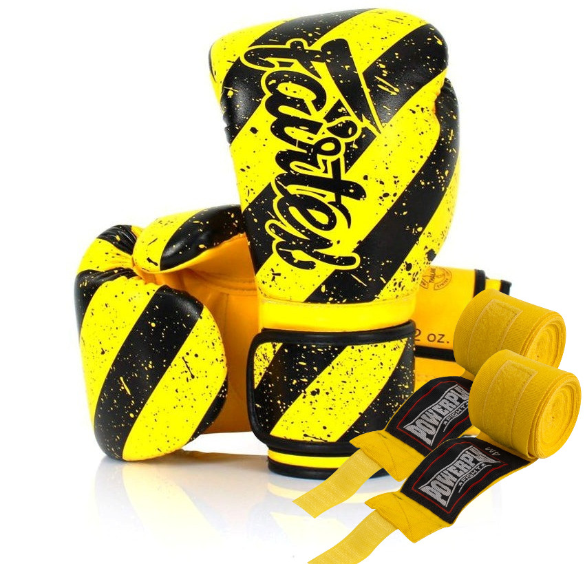 6798377775_bokserski-rukavitsi-fairtex-2 Боксерські рукавиці Fairtex BGV14Y Yellow/Black 14 унцій (бинти в комплекті) - Зображення 1